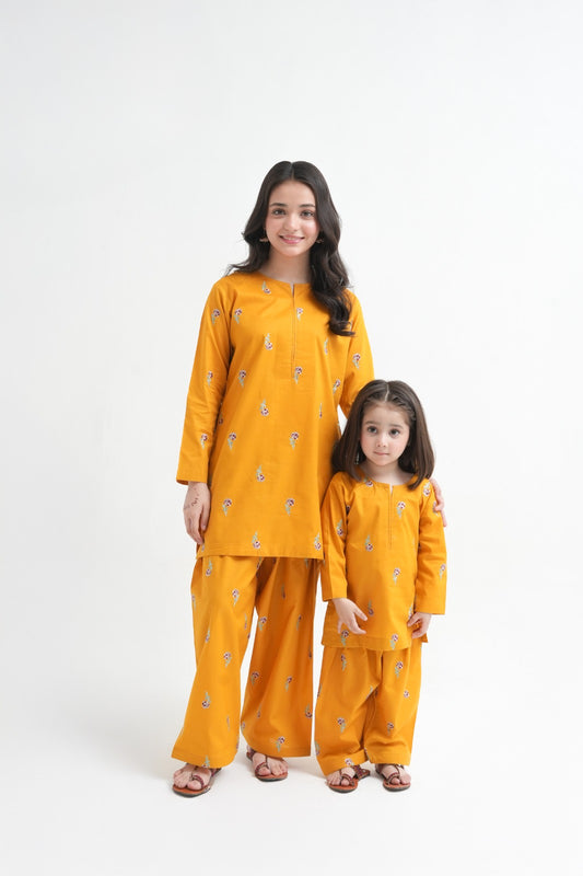 2 PIECE EMBROIDED LAWN SUIT YELLOW KFM-2125