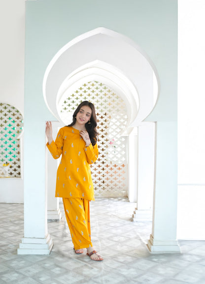 2 PIECE EMBROIDED LAWN SUIT YELLOW KFM-2125