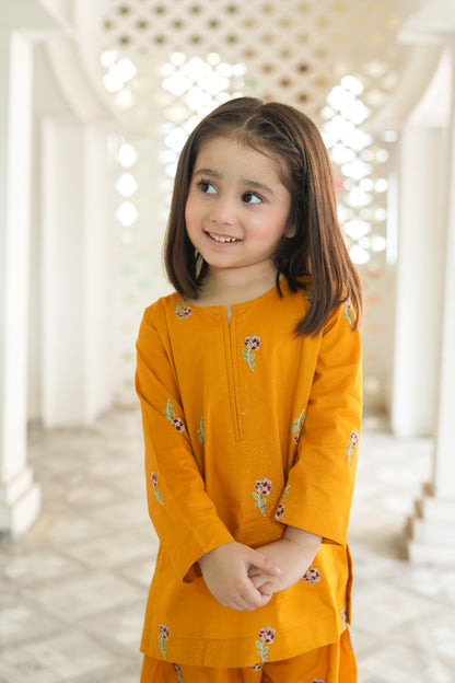 2 PIECE EMBROIDED LAWN SUIT YELLOW KFM-2125