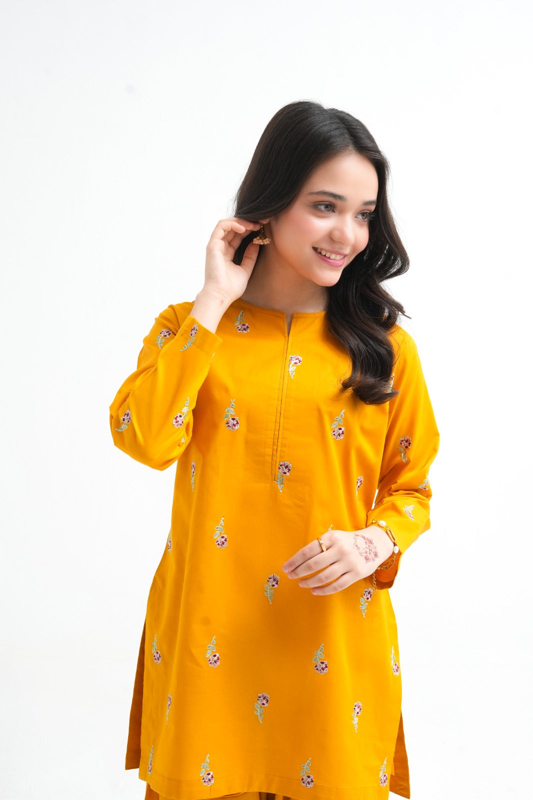2 PIECE EMBROIDED LAWN SUIT YELLOW KFM-2125