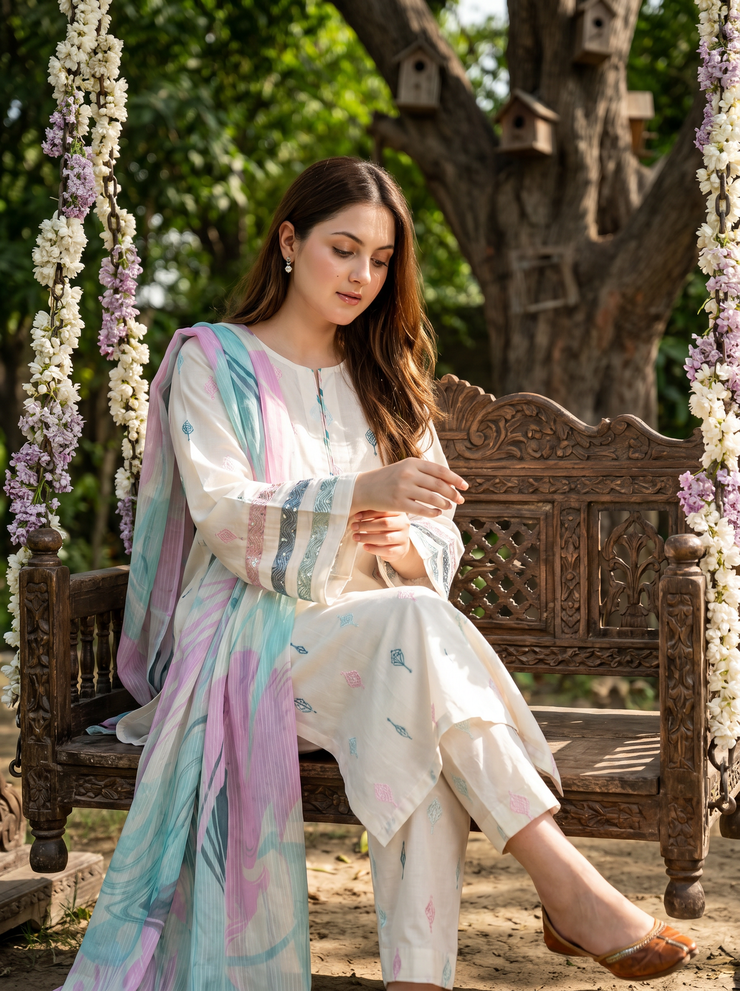3 PIECE EMBROIDED LAWN SUIT WHITE KCB 4003