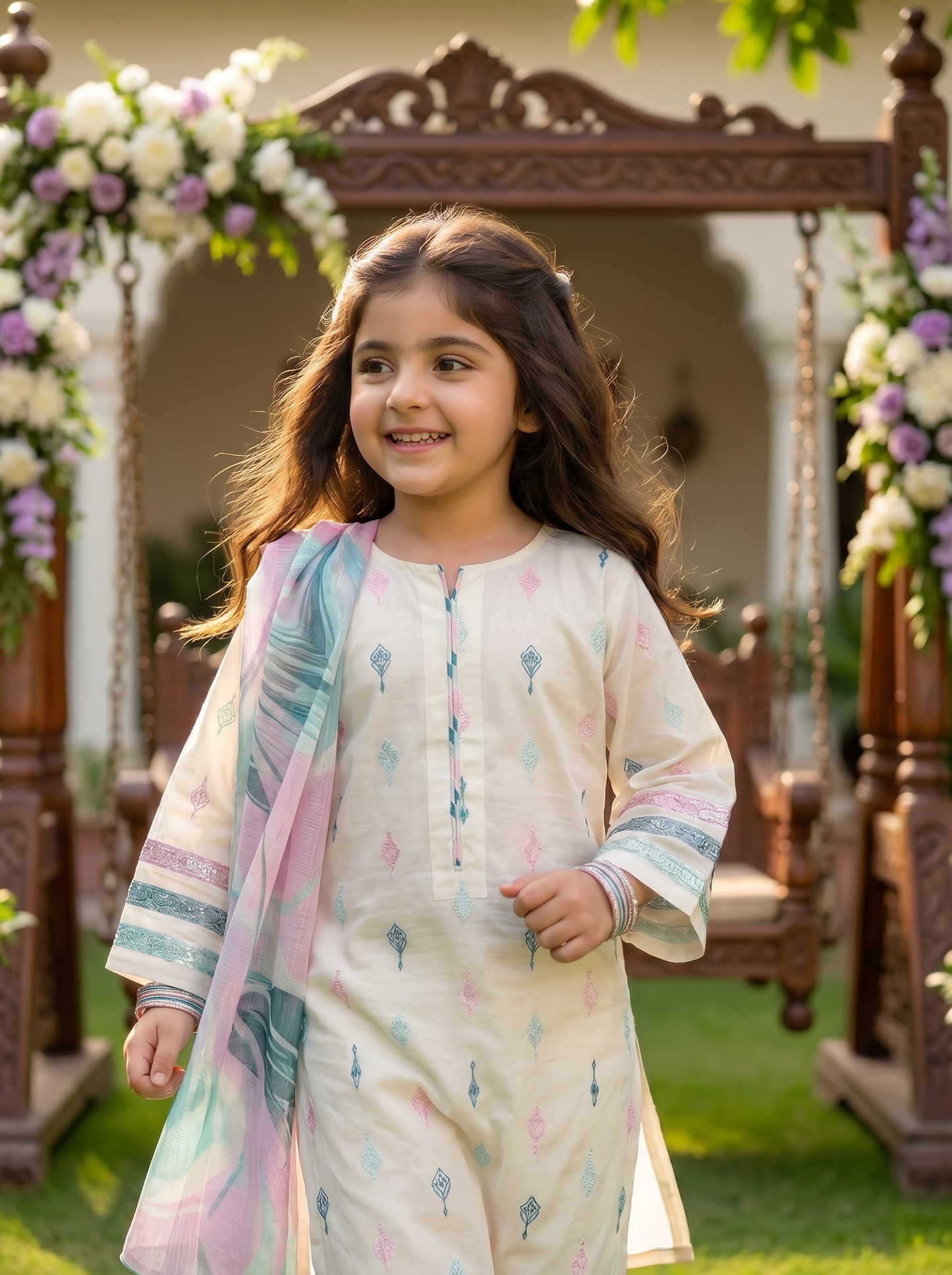 3 PIECE EMBROIDED LAWN SUIT WHITE KCB 4003