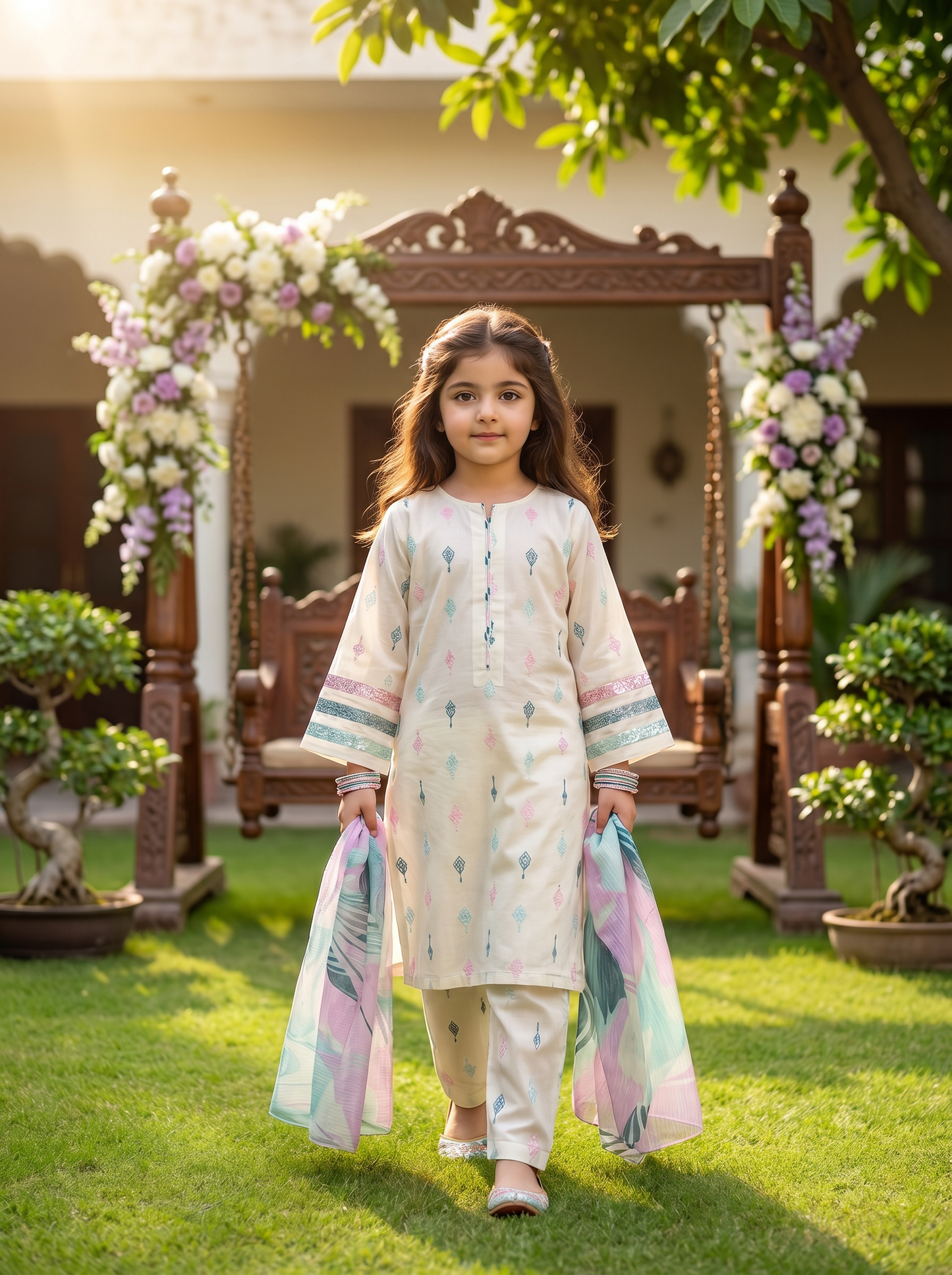3 PIECE EMBROIDED LAWN SUIT WHITE KCB 4003