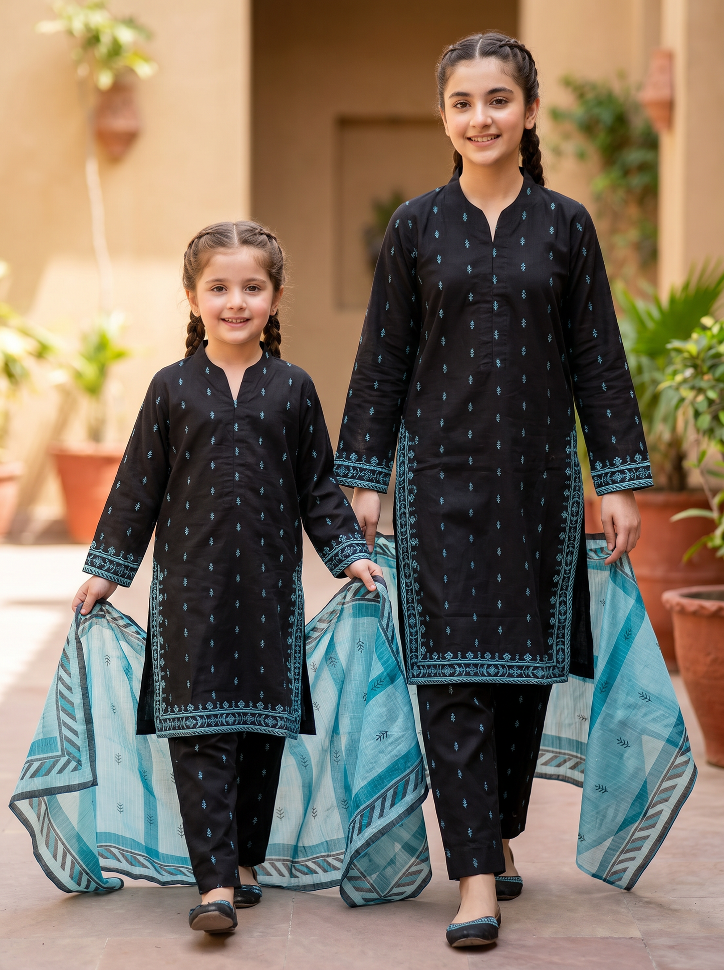 3 PIECE EMBROIDED LAWN SUIT BLACK KMB 4001