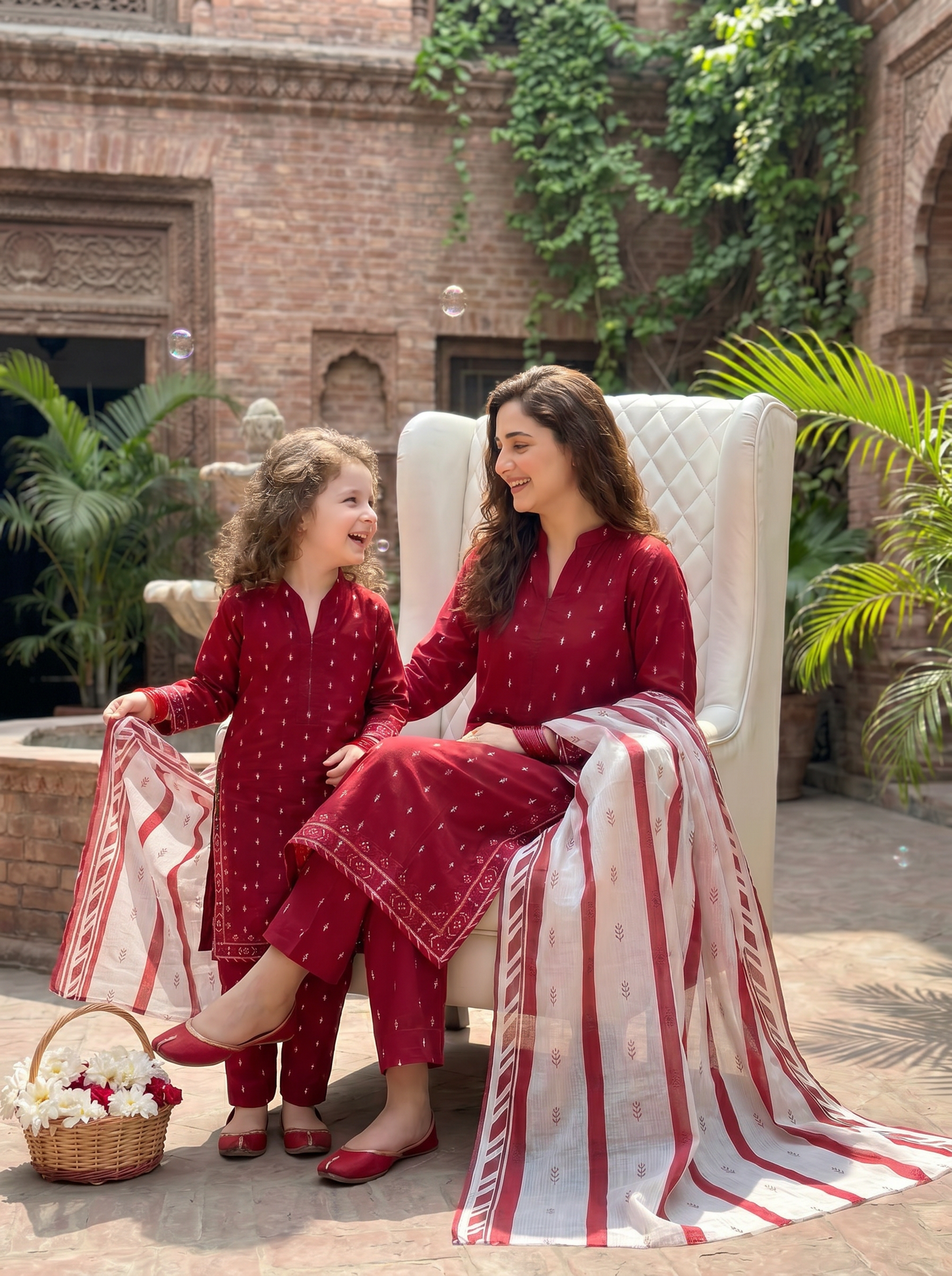 3 PIECE EMBROIDED LAWN SUIT RED KMB 4004
